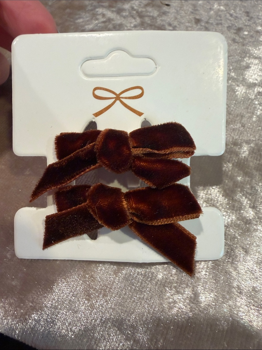 Velvet Bow Hair Clips for Kids - Brown